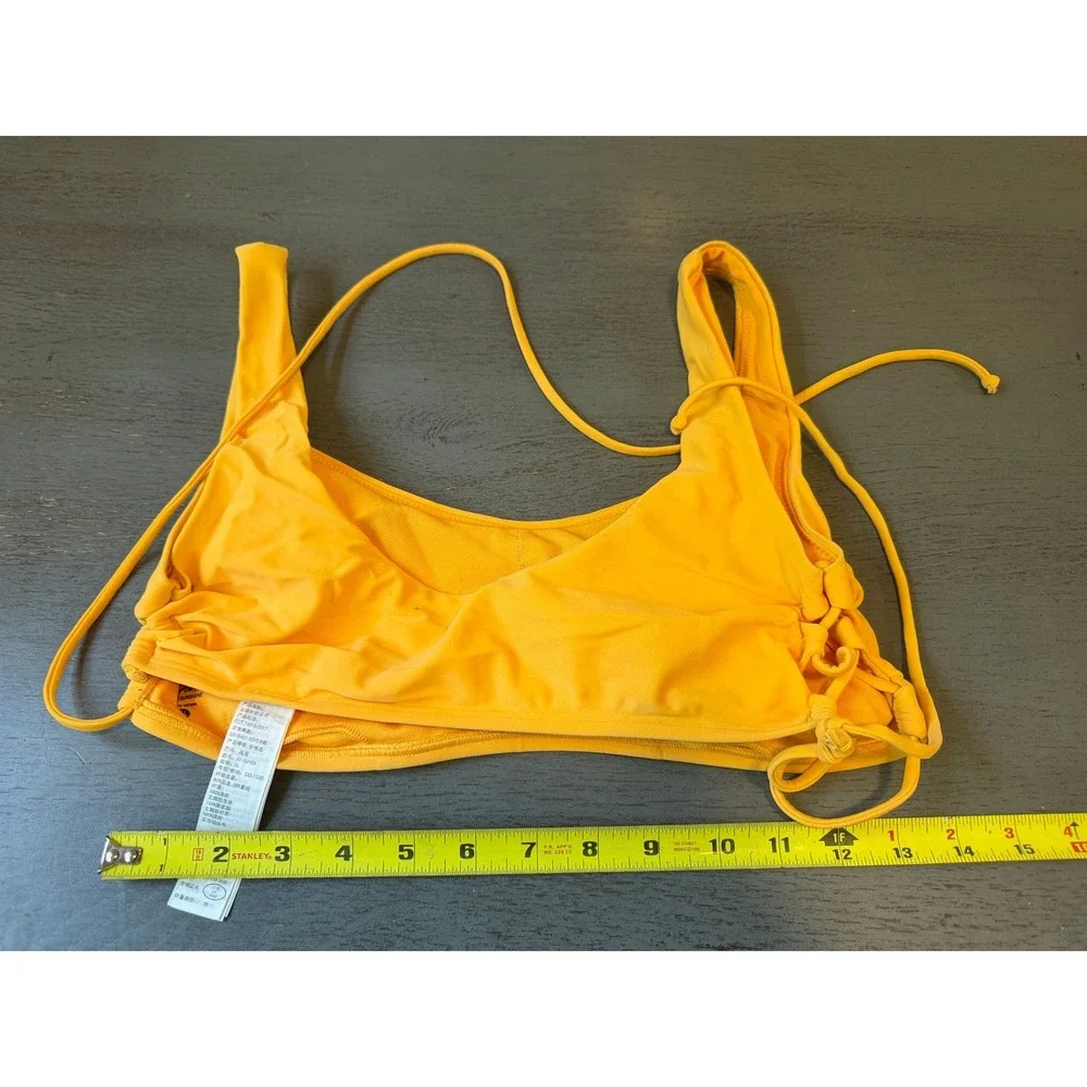 Hollister Swim Bikini Top XL Yellow Scoop Neck Cinched Side Drawstring Solid